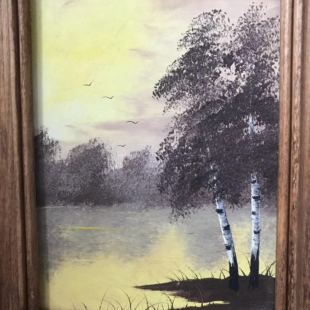 Vintage miniature original painting in the frame